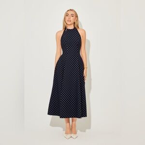 Odd Muse Low Back Slip Midi Dress Polka Dot